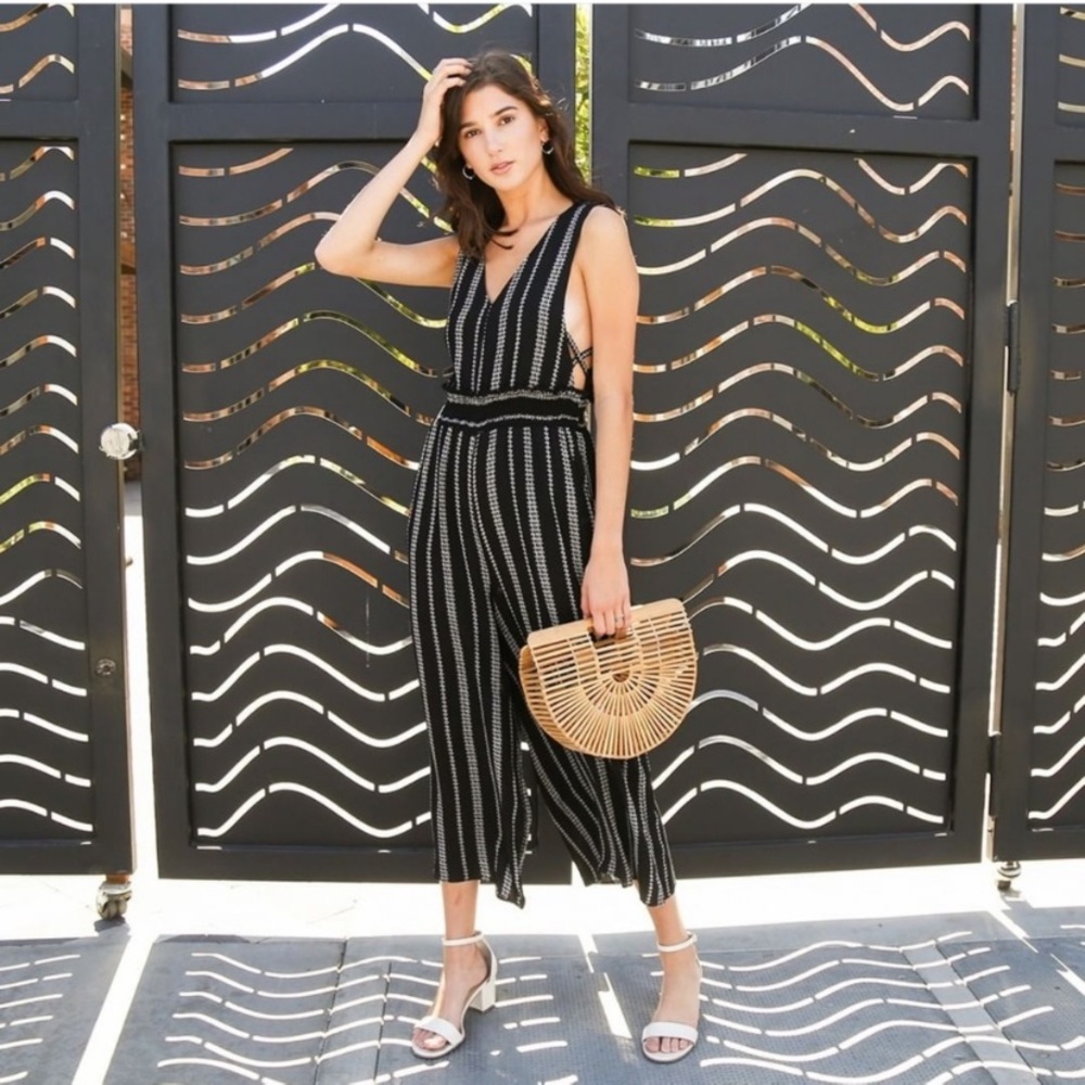Navy striped jumpsuit